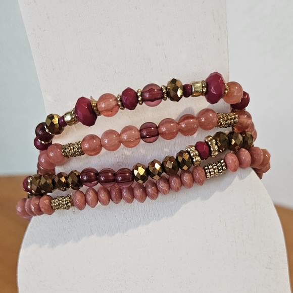 NWT'S- COWGIRL CONFETTI -Copper/Gold/Rose Tone Bead Bracelet Set -4 Bracelet Set - Picture 3 of 3